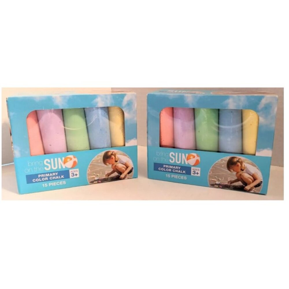 Sidewalk Chalk 15 Pieces Primary Colors Bring on the Sun 3+ Play Date 2 Boxes